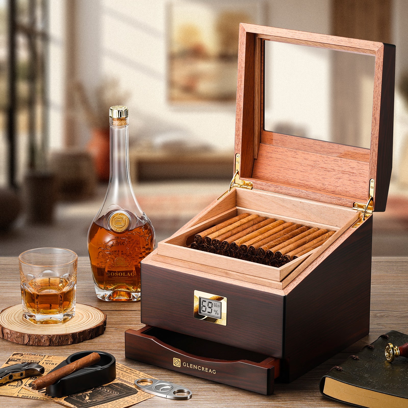 FT-2042 Classic Cigar Humidor Box, 85 Counts - Image 5